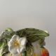 Strawberry shaped pitcher with vintage flowers ceramic pitcher in shape