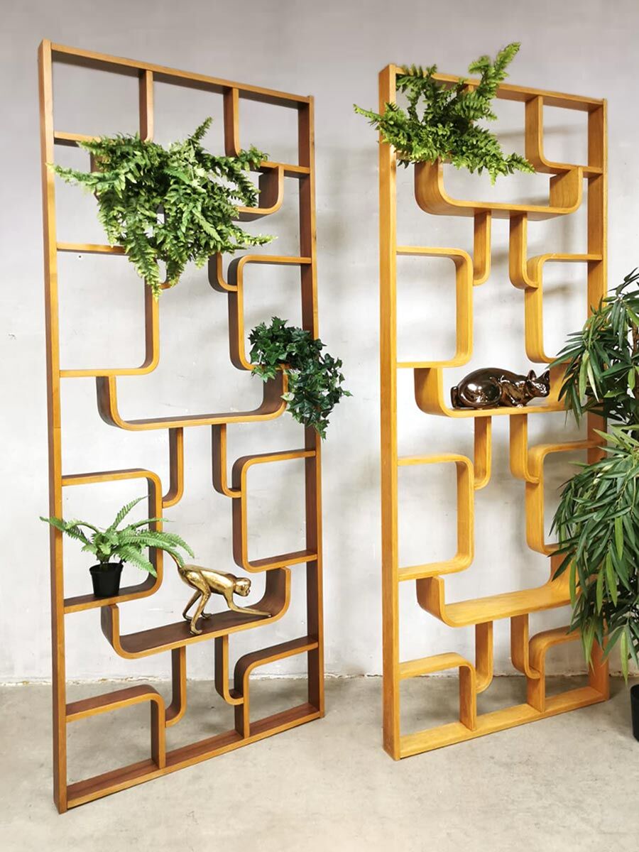 Vintage design wall unit Ludvik Volak room divider Drevopodnik Holesov