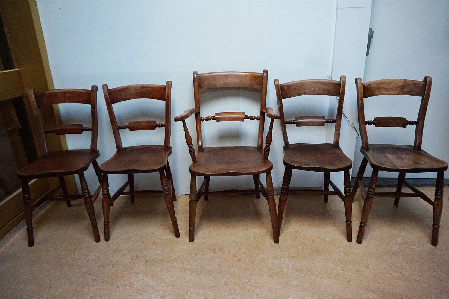 Antique Oxford Windsor chairs, 1850s set of 5