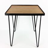 1950 oak and black metal side table