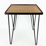 Table d’appoint chêne et métal noir 1950