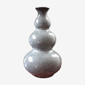 Vase chinois celadon craquelé triple gourde Chine vers 1950