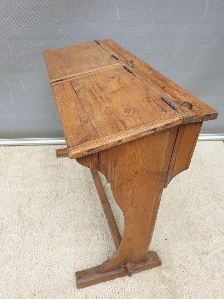 Double school wood desk from 1880 for decoration