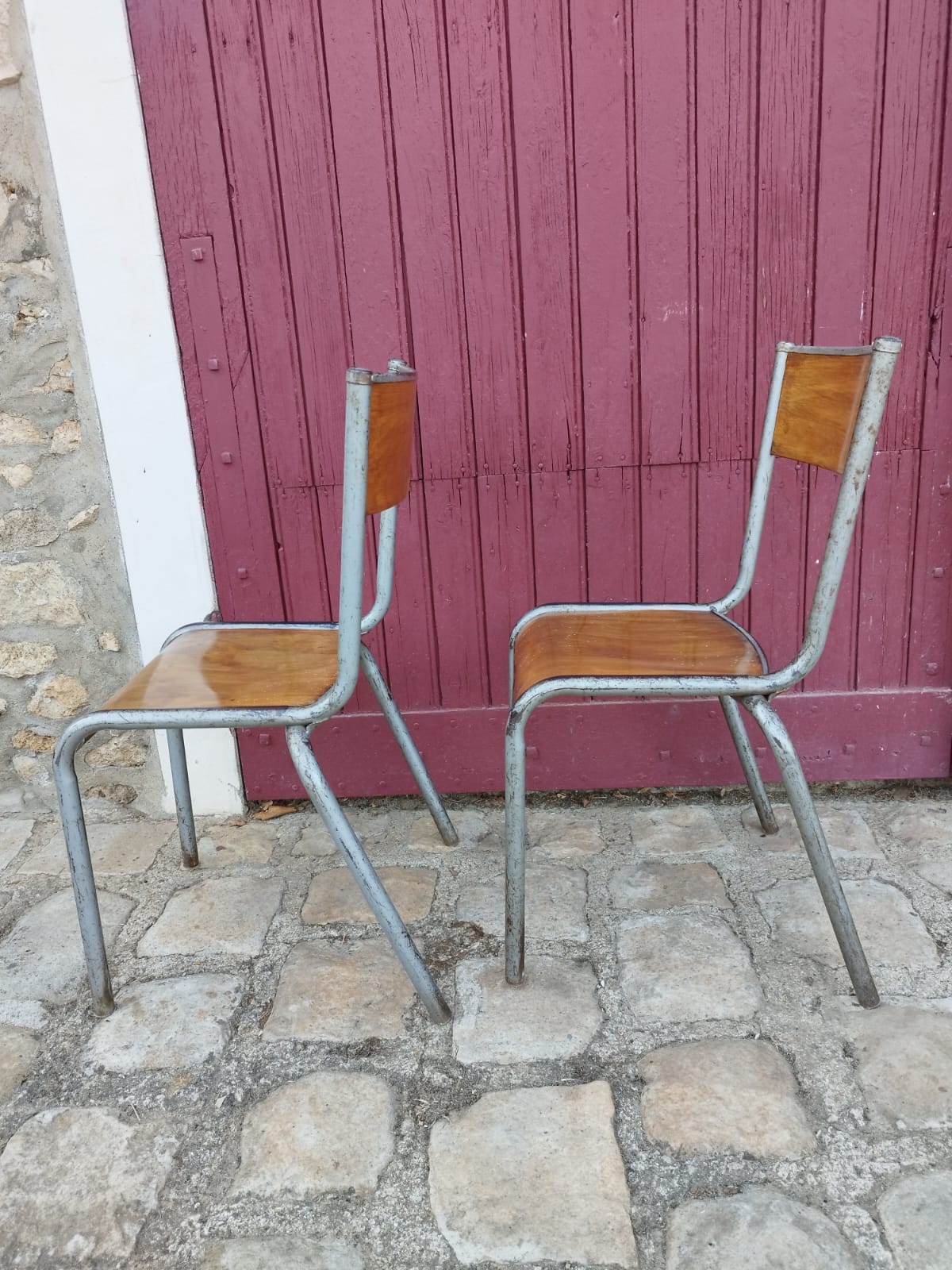 Paire de de chaises d'école années 60 style Mullca