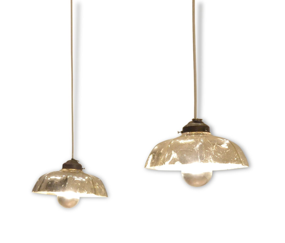 2 x pair of Suspensions metal glass silver & - 1940s