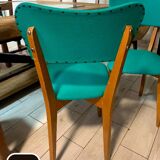 Title: Pair of vintage chairs from the 50s/60s – green vinyl seat in style