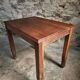 Vintage French walnut writing desk, 1950s Art Deco style, table with drawer, compact desk or side table