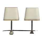 Pair of chrome and brushed metal lamps