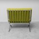 Pair of vintage lounge armchairs in chromed metal and green fabric – 1960s
