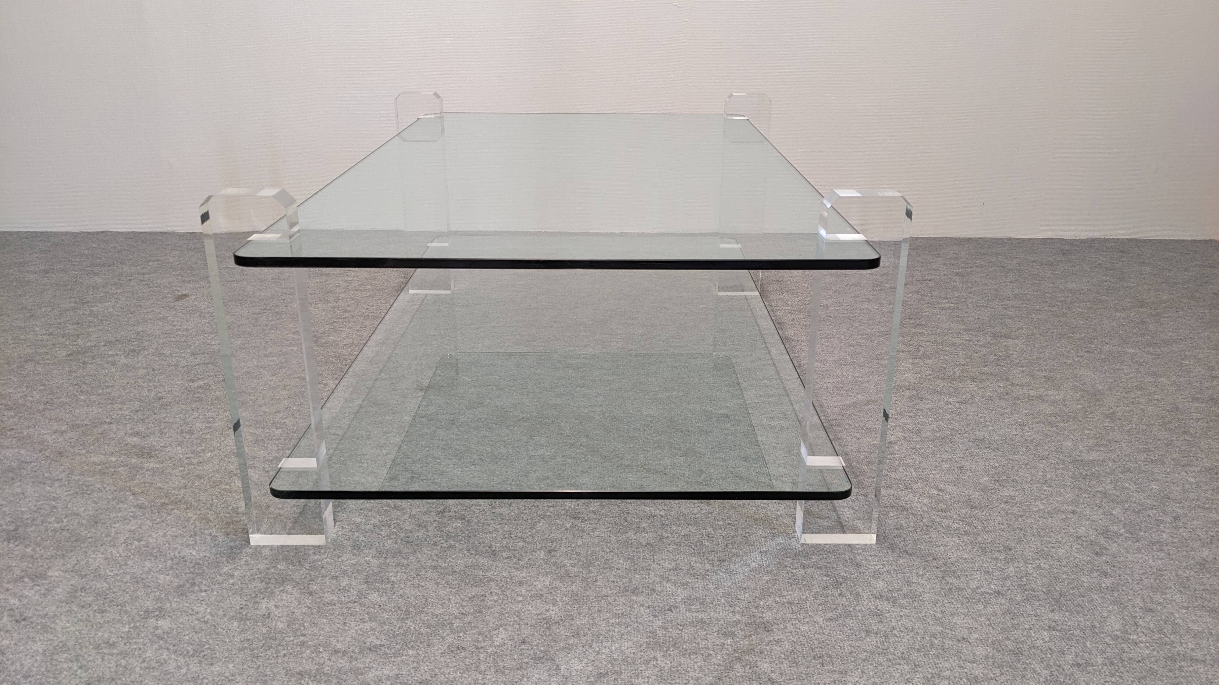 Glass and Lucite coffee table by Karl Springer, USA circa 1980