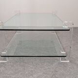Table basse en verre et lucite de Karl Springer, USA vers 1980