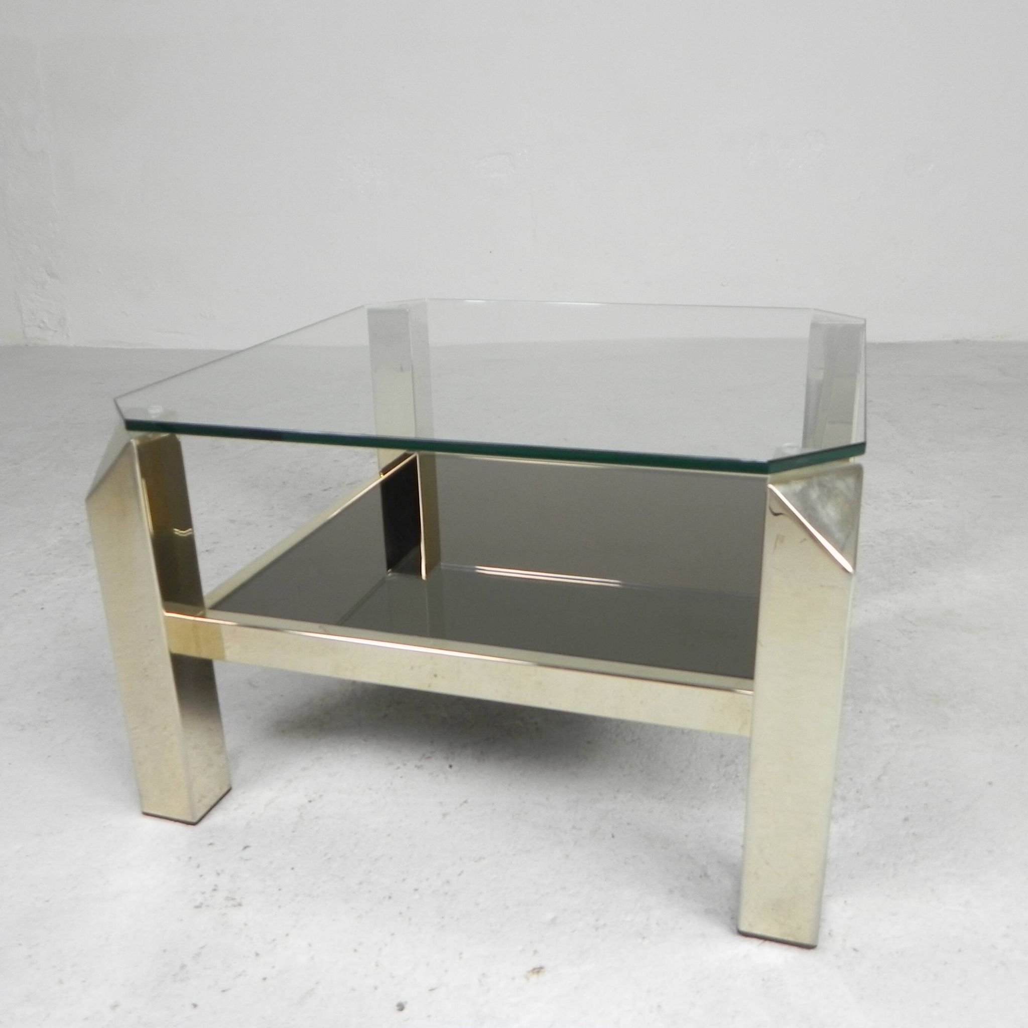 Belgo Chrom coffee table with 2 glass plates, 1970s