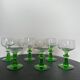 Set of 6 vintage emerald green stemmed glasses