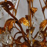 6-light bronze and Bohemian crystal chandelier, early 20th century