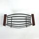Vintage brutalist fruit basket in wrought iron and teak, 1950