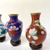 Miniature brass cloisonné vases collection