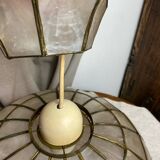 Vintage pendant light in mother-of-pearl and brass