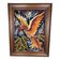 Framed embroidered canvas of a firebird.