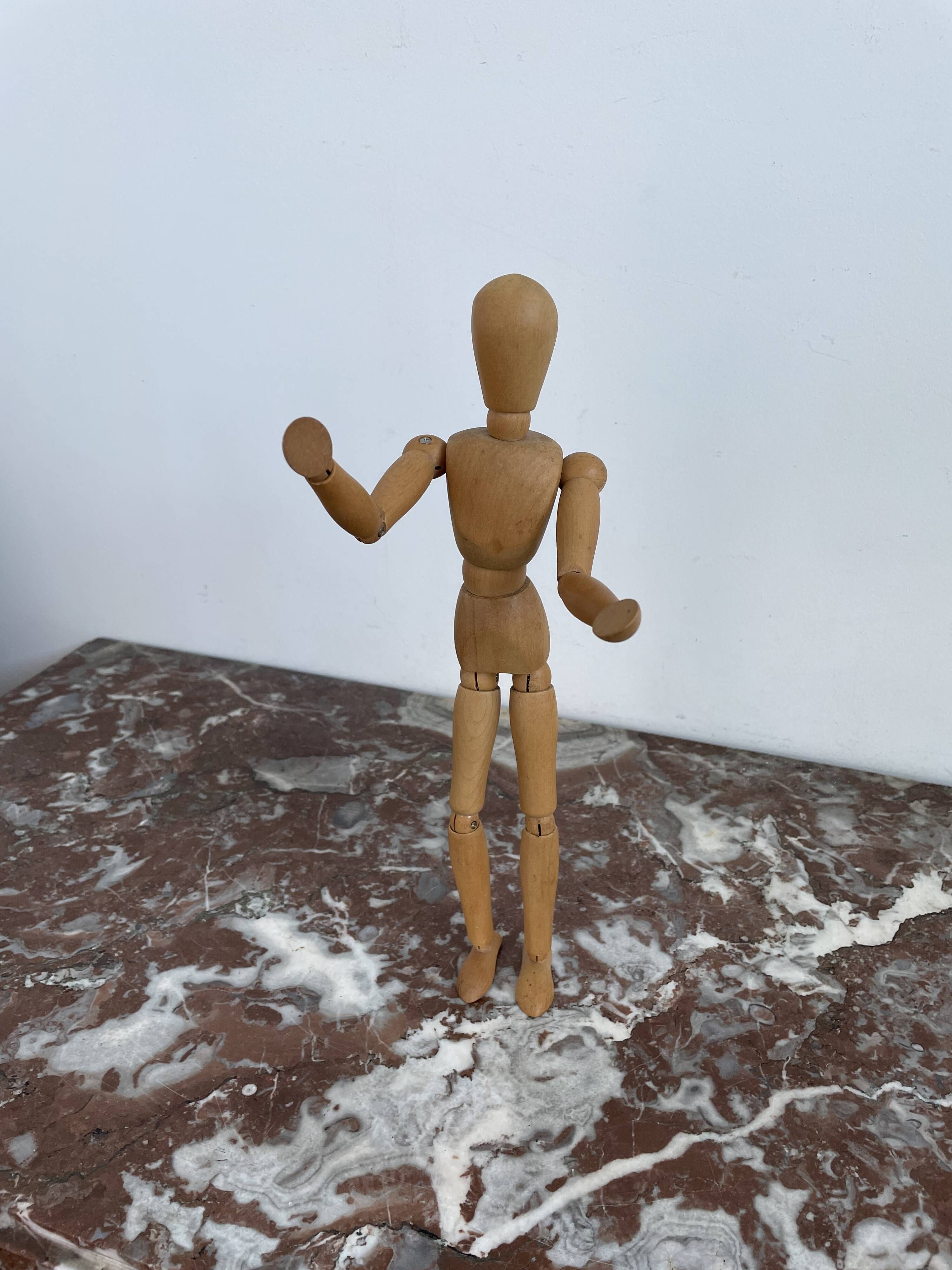Articulated drawing puppet, wooden mannequin, drawing accessory, vintage French, window decor