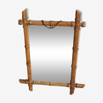 Miroir antique en faux bambou, miroir mural français