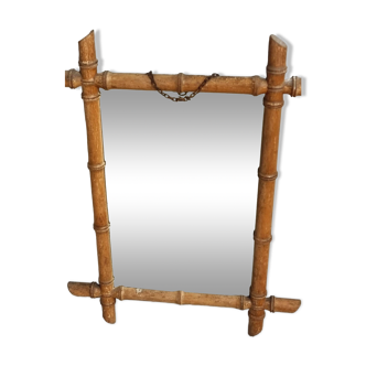 Miroir antique en faux bambou, miroir mural français