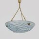 Old degue chandelier, 1-burner art deco washbasin pendant light, in blue glass paste. signed degué