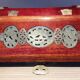 Jewelry box, Chinese jade stone - Wood - Mahogany, Brass