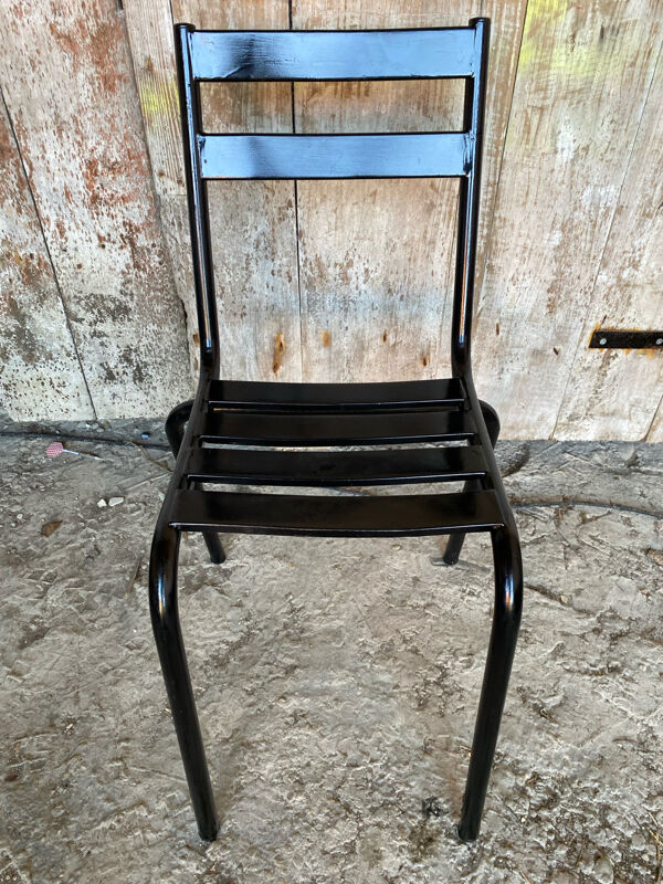 Chaise industrielle bistrot style tolix métal noir vintage