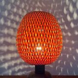 Vintage Scandinavian table lamp in bamboo and wood, 1970s.