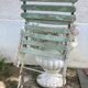 Large 19th century foldable garden armchair in wrought iron and wood