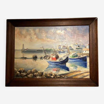 Old painting, Marine signed André Cartayrade (1921-2016)