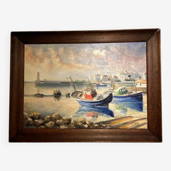 Tableau ancien , Marine signée André Cartayrade (1921-2016)