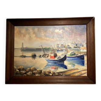 Old painting, Marine signed André Cartayrade (1921-2016)