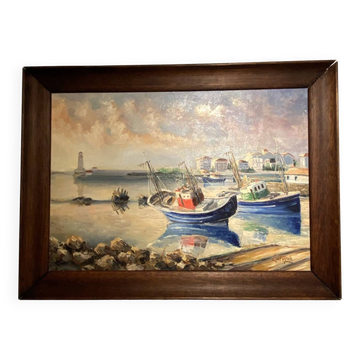 Old painting, Marine signed André Cartayrade (1921-2016)