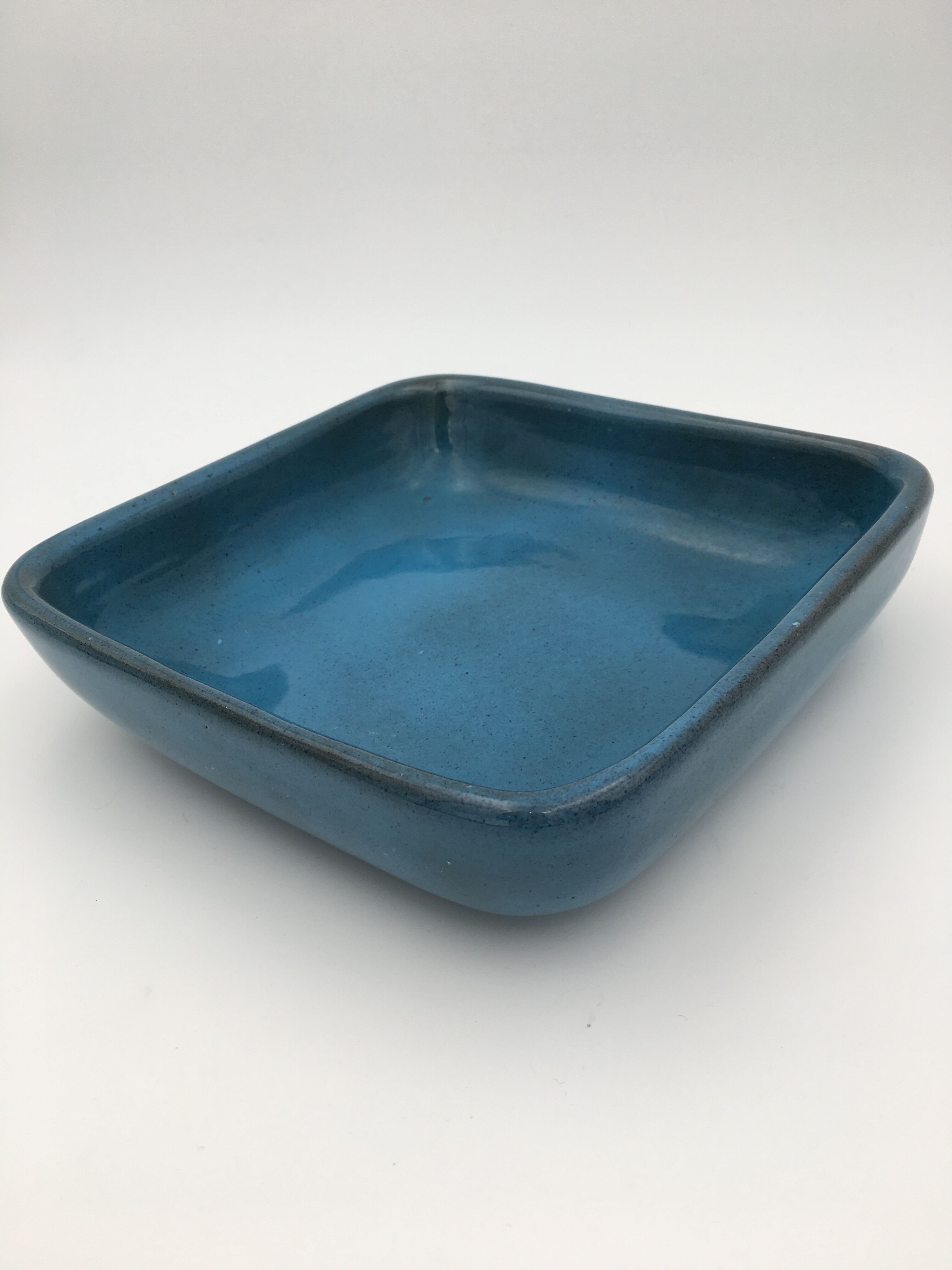 Hollow cup enamelled terracotta, turquoise, by Dawn Chatoney - 20th, 21st century