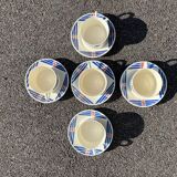 Set of 5 Badonviller Stella earthenware tea or chocolate cups