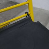 Paire de tabouret de bar italien ajustables jaune laqué et noir