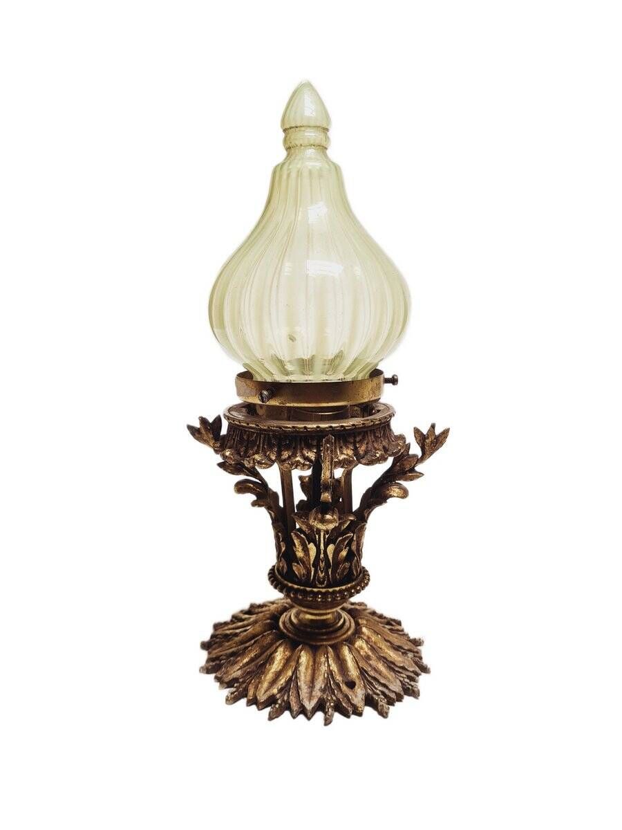 Lampe pendante en bronze Empire avec verre d'uranium, France, années 1890.