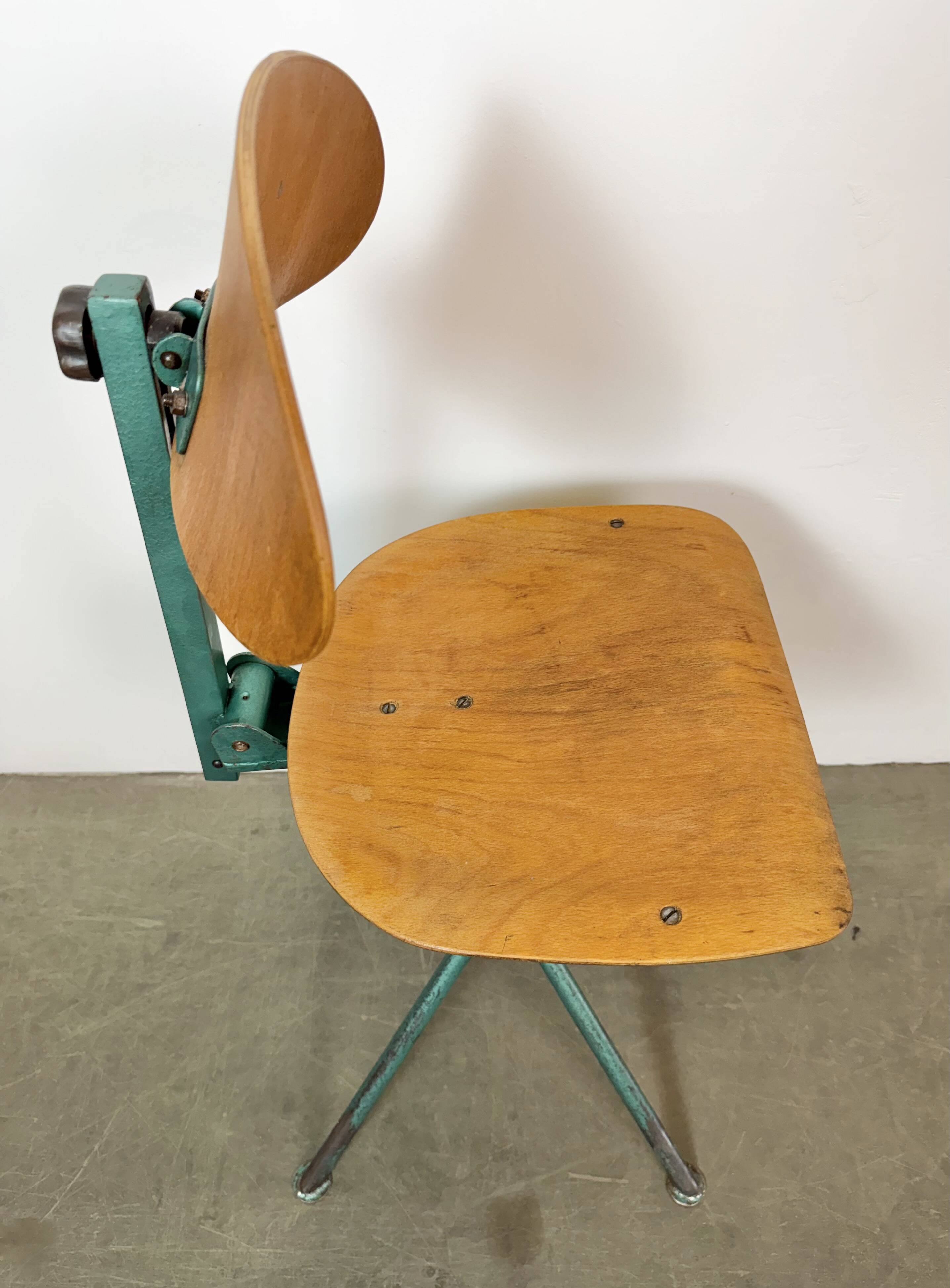 Dark Green Industrial Workshop Chair, 1950s