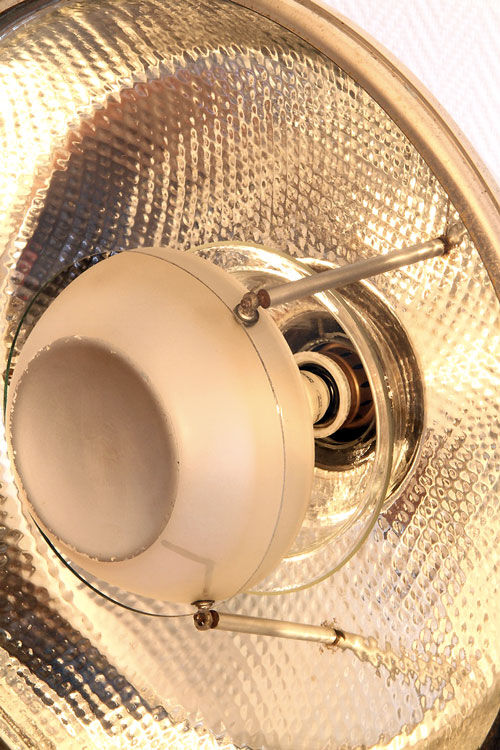 Old Bauhaus lamp in mercurized glass chrome industrial suspension.