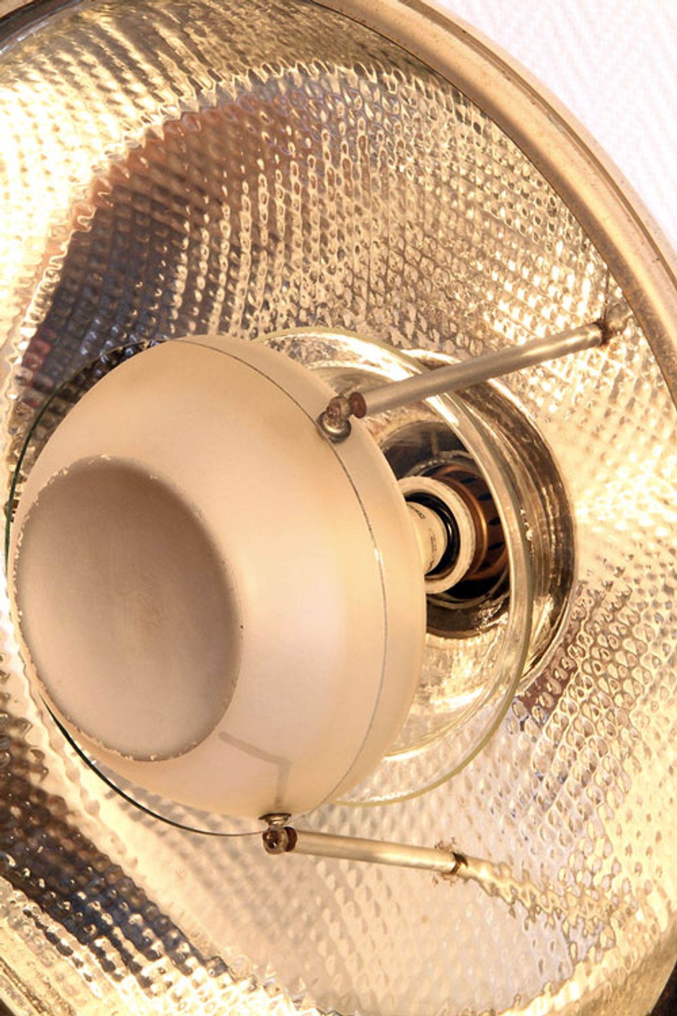 Old Bauhaus lamp in mercurized glass chrome industrial suspension.