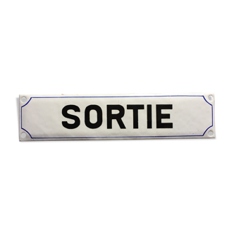 Ancienne plaque émaillée "Sortie" 6x25cm