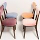 Chaise cœur en velours de coton bleu violet mid-century