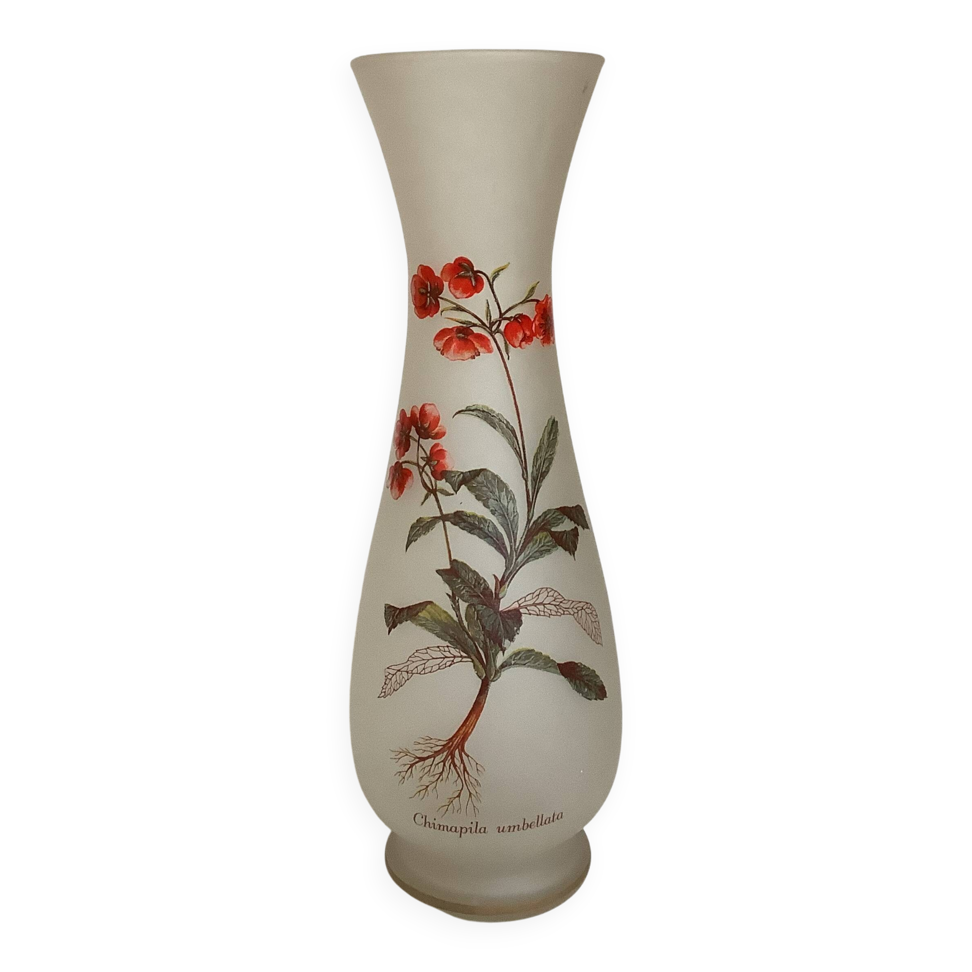 Large frosted glass vase flowers