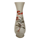 Grand vase verre dépoli fleurs