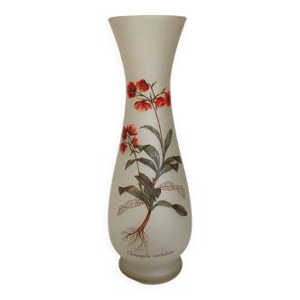 Large frosted glass vase flowers