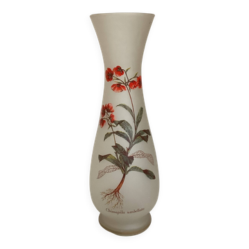 Large frosted glass vase flowers