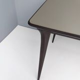 Rectangular Ebonized Beech Dining Table with a Taupe Glass Top, Italy