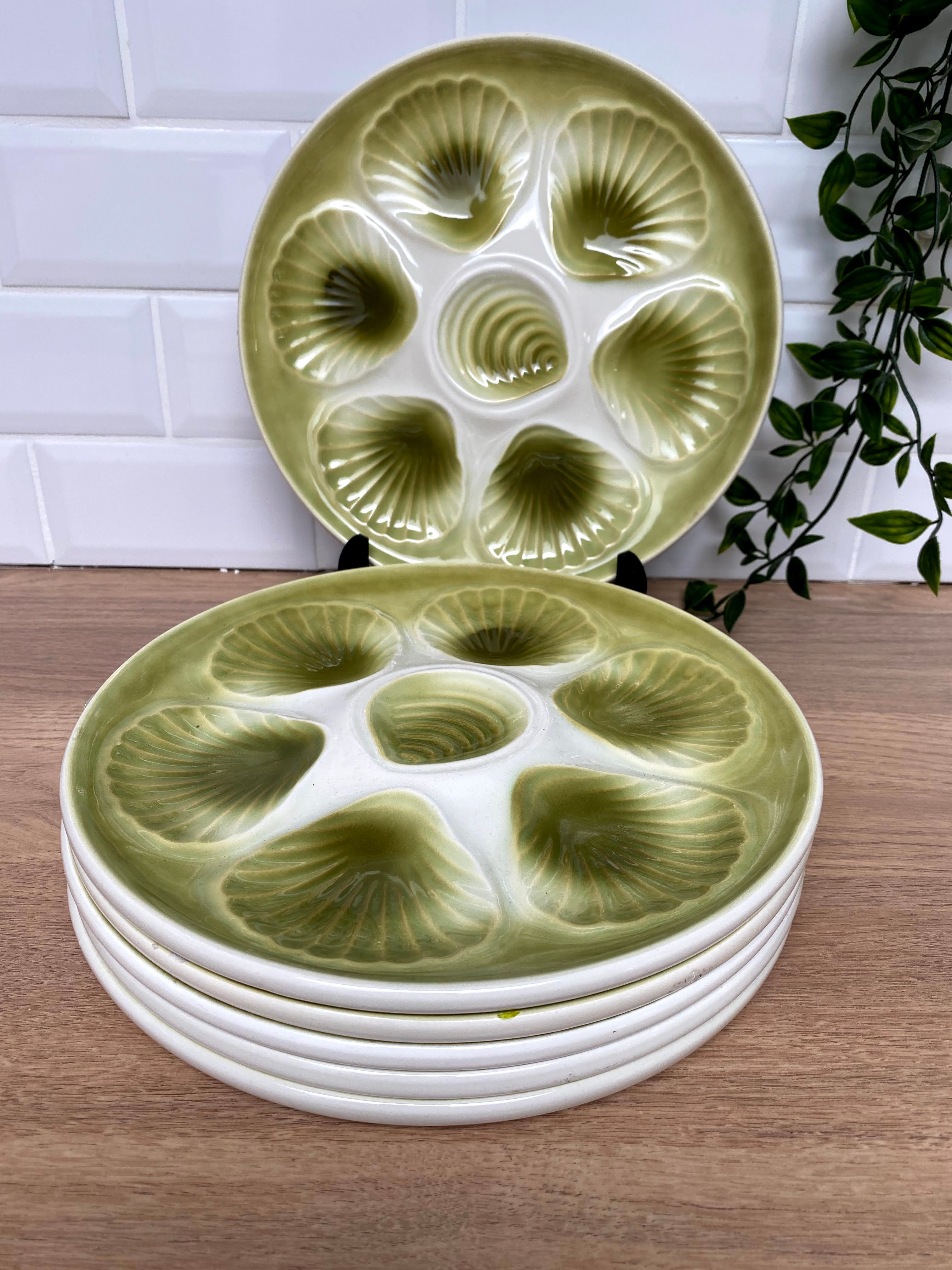 Set of 6 oyster plates in Earthenware Mill of Wolves