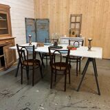 Patinated trestle table